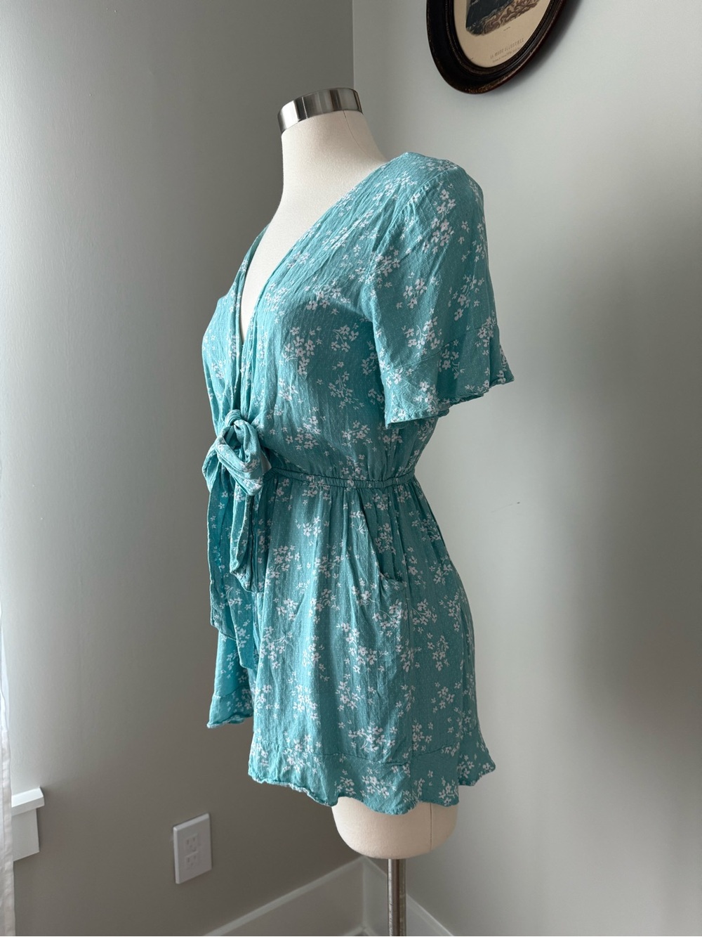 Ghanda Australia Ava playsuit in green moss floral - Picture 2 of 8